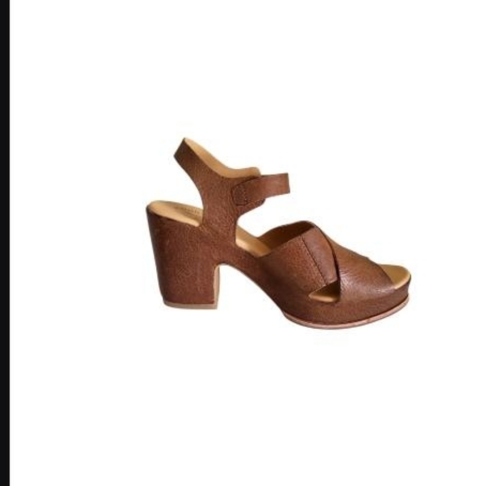 Kork Ease San Isabel Carlos Brown Leather Platform Clog Heel Sandal Shoe Women 8 - Picture 8 of 14